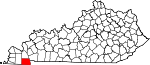 Map of Kentucky showing Calloway County 