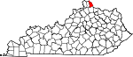 Map of Kentucky showing Campbell County 