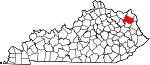 Map of Kentucky showing Carter County 