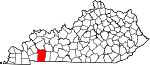 Map of Kentucky showing Christian County 