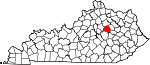 Map of Kentucky showing Clark County 