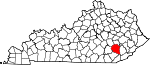 Map of Kentucky showing Clay County 