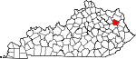 Map of Kentucky showing Elliott County 