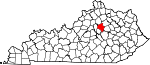 Map of Kentucky showing Fayette County 