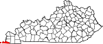 Map of Kentucky showing Fulton County 