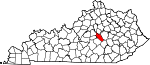 Map of Kentucky showing Garrard County 