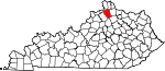 Map of Kentucky showing Grant County 