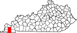 Map of Kentucky showing Graves County 