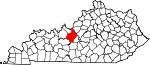 Map of Kentucky showing Hardin County 