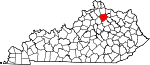 Map of Kentucky showing Harrison County 