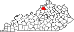 Map of Kentucky showing Henry County 