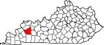 Map of Kentucky showing Hopkins County 