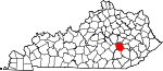 Map of Kentucky showing Jackson County 