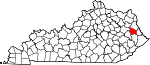 Map of Kentucky showing Johnson County 