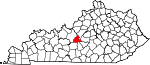 Map of Kentucky showing Larue County 