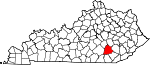 Map of Kentucky showing Laurel County 