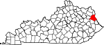 Map of Kentucky showing Lawrence County 