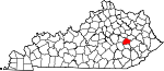 Map of Kentucky showing Lee County 