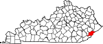 Map of Kentucky showing Letcher County 