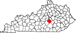 Map of Kentucky showing Lincoln County 