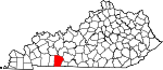 Map of Kentucky showing Logan County 