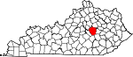 Map of Kentucky showing Madison County 