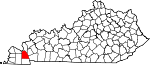 Map of Kentucky showing Marshall County 