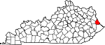 Map of Kentucky showing Martin County 