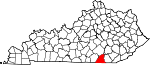 Map of Kentucky showing McCreary County 