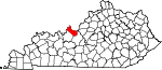 Map of Kentucky showing Meade County 