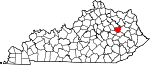 Map of Kentucky showing Menifee County 