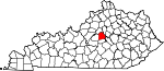 Map of Kentucky showing Mercer County 