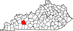 Map of Kentucky showing Muhlenberg County 