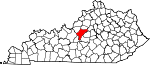 Map of Kentucky showing Nelson County 