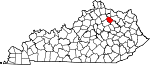 Map of Kentucky showing Nicholas County 