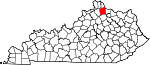 Map of Kentucky showing Pendleton County 