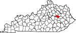 Map of Kentucky showing Powell County 