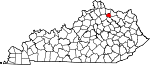 Map of Kentucky showing Robertson County 