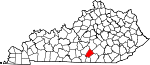 Map of Kentucky showing Russell County 