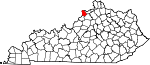 Map of Kentucky showing Trimble County 