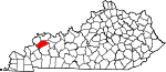 Map of Kentucky showing Webster County 