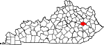 Map of Kentucky showing Wolfe County 