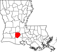 Map of Louisiana showing Acadia Parish 