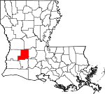 Map of Louisiana showing Allen Parish 