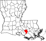 Map of Louisiana showing Assumption Parish 