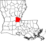 Map of Louisiana showing Avoyelles Parish 