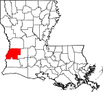 Map of Louisiana showing Beauregard Parish 