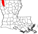 Map of Louisiana showing Bossier Parish 