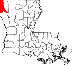 Map of Louisiana showing Caddo Parish 