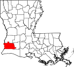 Map of Louisiana showing Calcasieu Parish 